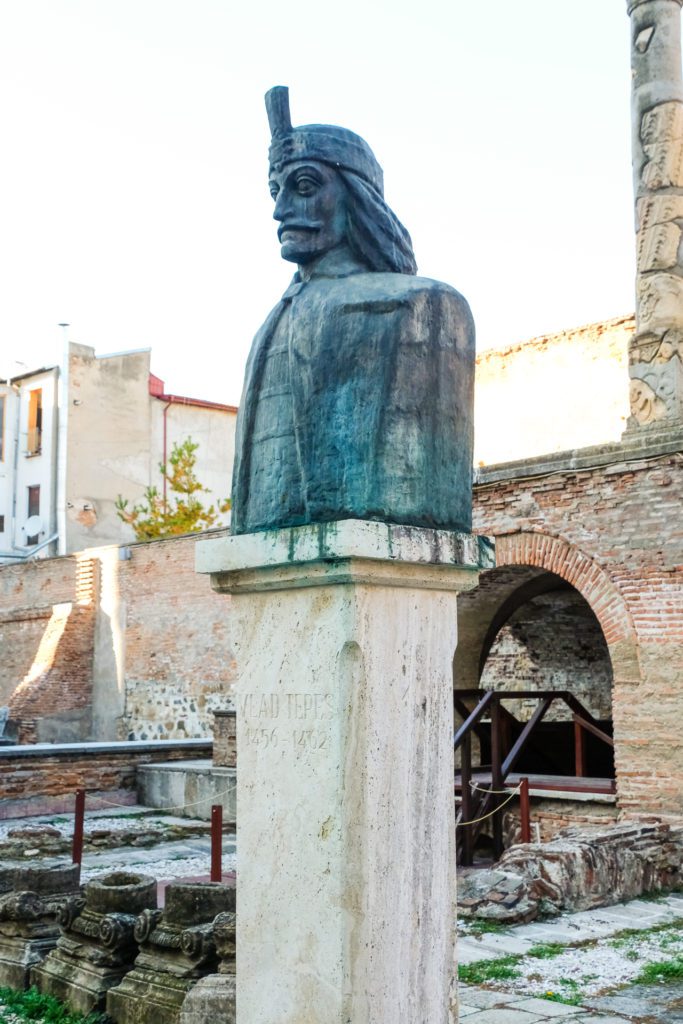 The bust of Vlad Tepes in Bucharest.