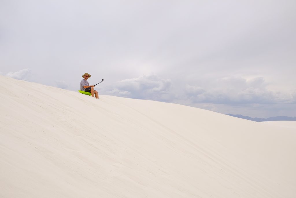 Camping and sledding in White Sands National Monument
