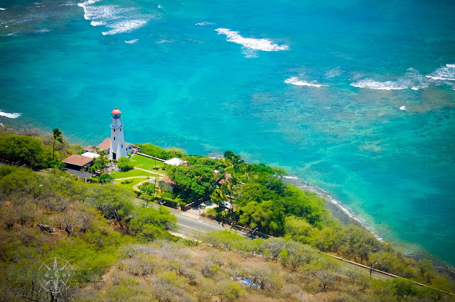 The View from the top of Diamond Head on the island of Oahu.