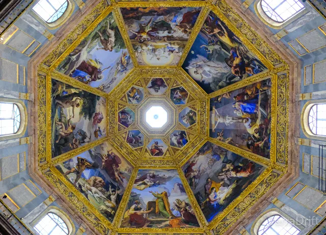 The stunning ceiling inside the Medici Chapels