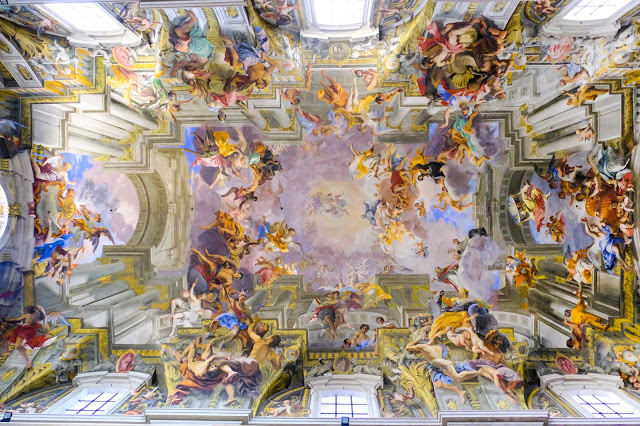 Many churches have beautifully painted ceilings, but the one inside Chiesa di Sant' Ignazio di Loyola may be our fave.