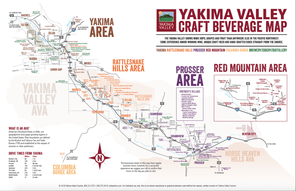Yakima Valley Craft Beverage Map