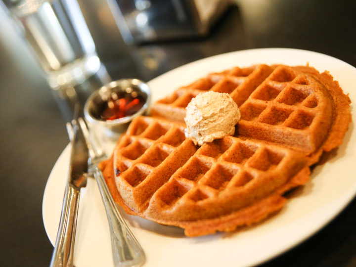 These Gluten-free vegan pumpkin waffles from Boots Bakery in Spokane are the bomb.