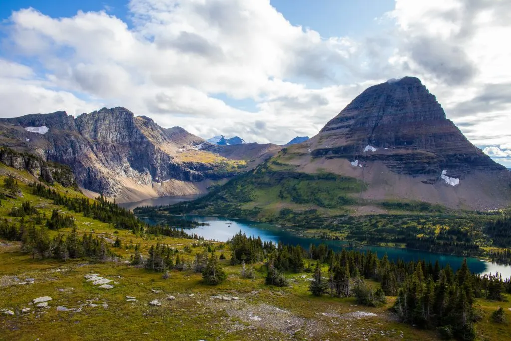 Hidden Lake in Glacier National Park. National park reservations required to drive Going-To-The-Sun Road in summer.