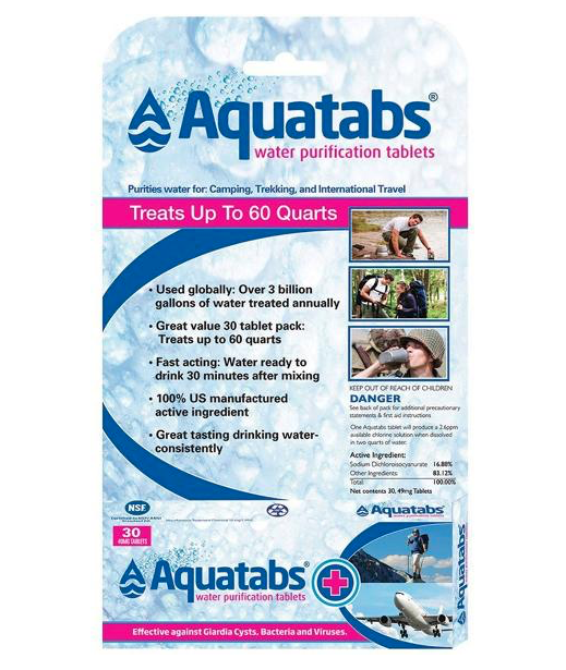 Aquatabs backpacking water purification
