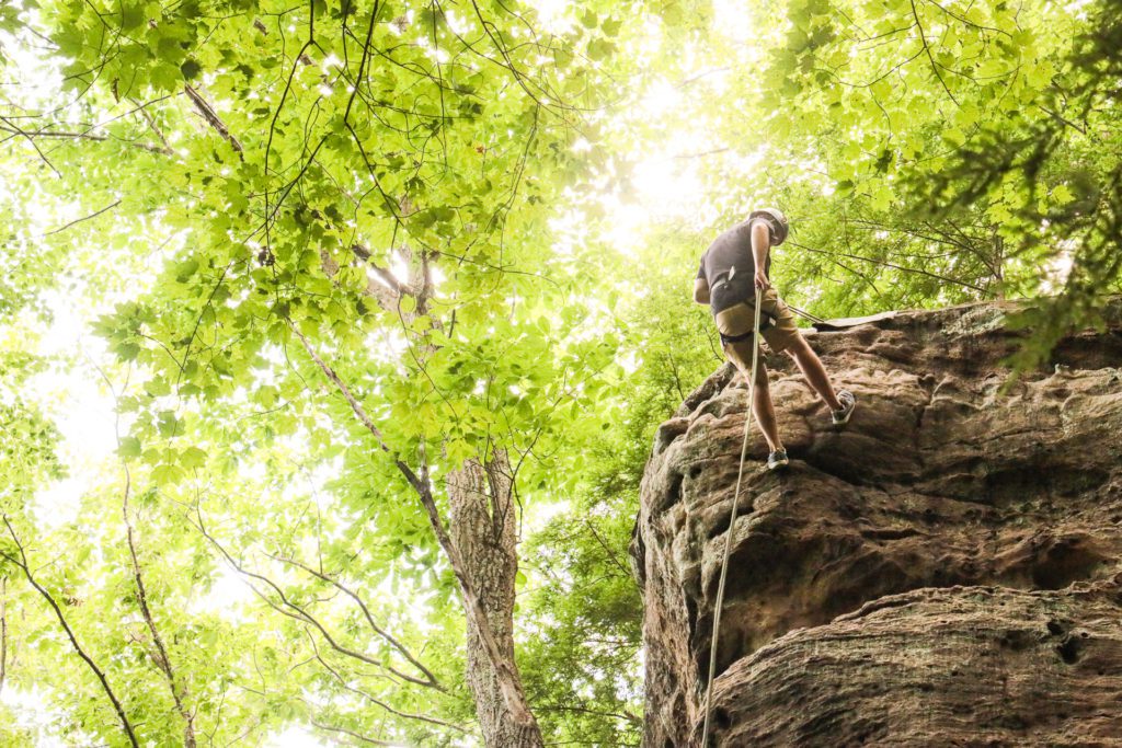 rappelling high rock adventures hocking hills ohio 