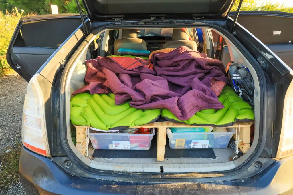 Prius Platform: Two sleeping pads side by side