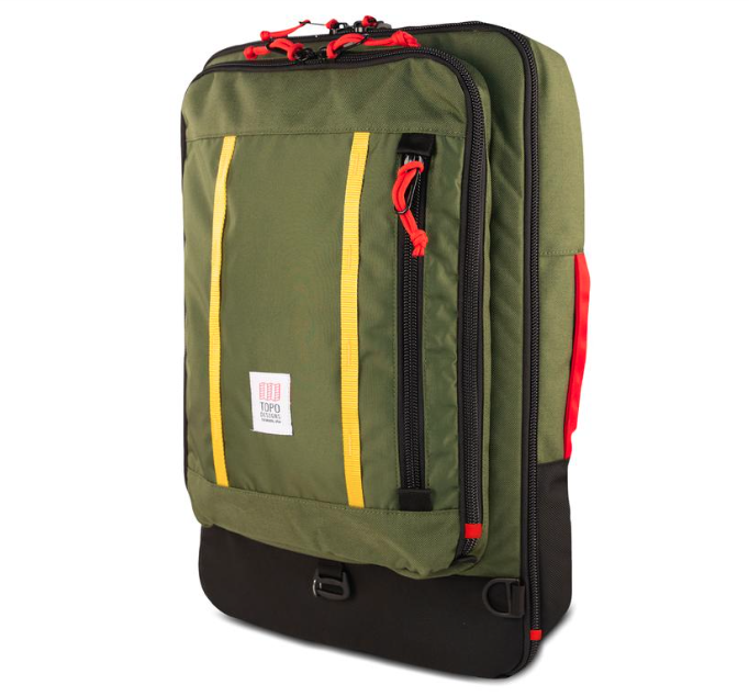 The 40L Topo Designs Travel Bag in Olive.