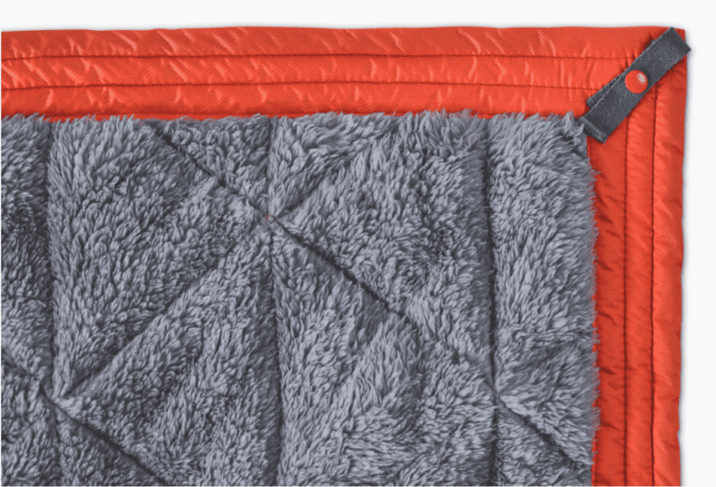 The soft, plush fleece of the Kammok Mountain Blanket.