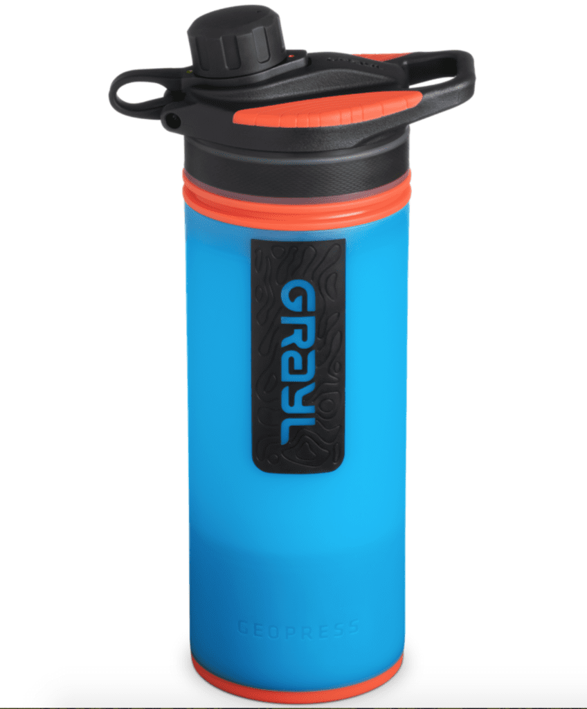 Gifts for outdoor lovers: The Grayl GEOPRESS Purifier bottle in Bali Blue