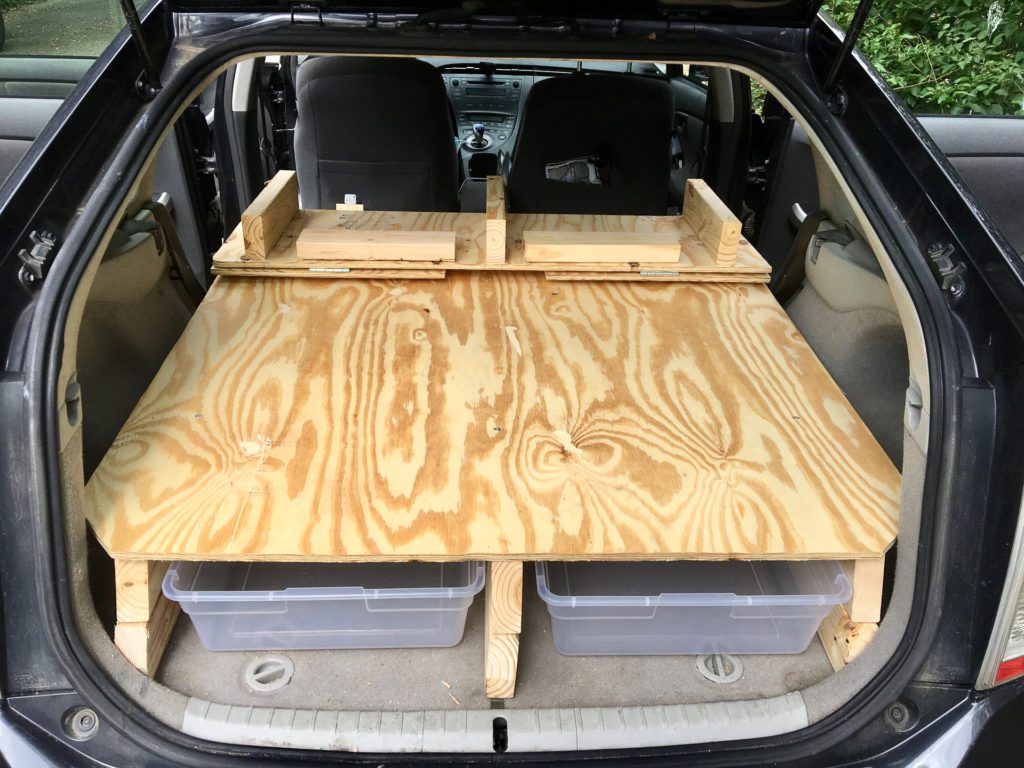 Prius platform folded up for driving