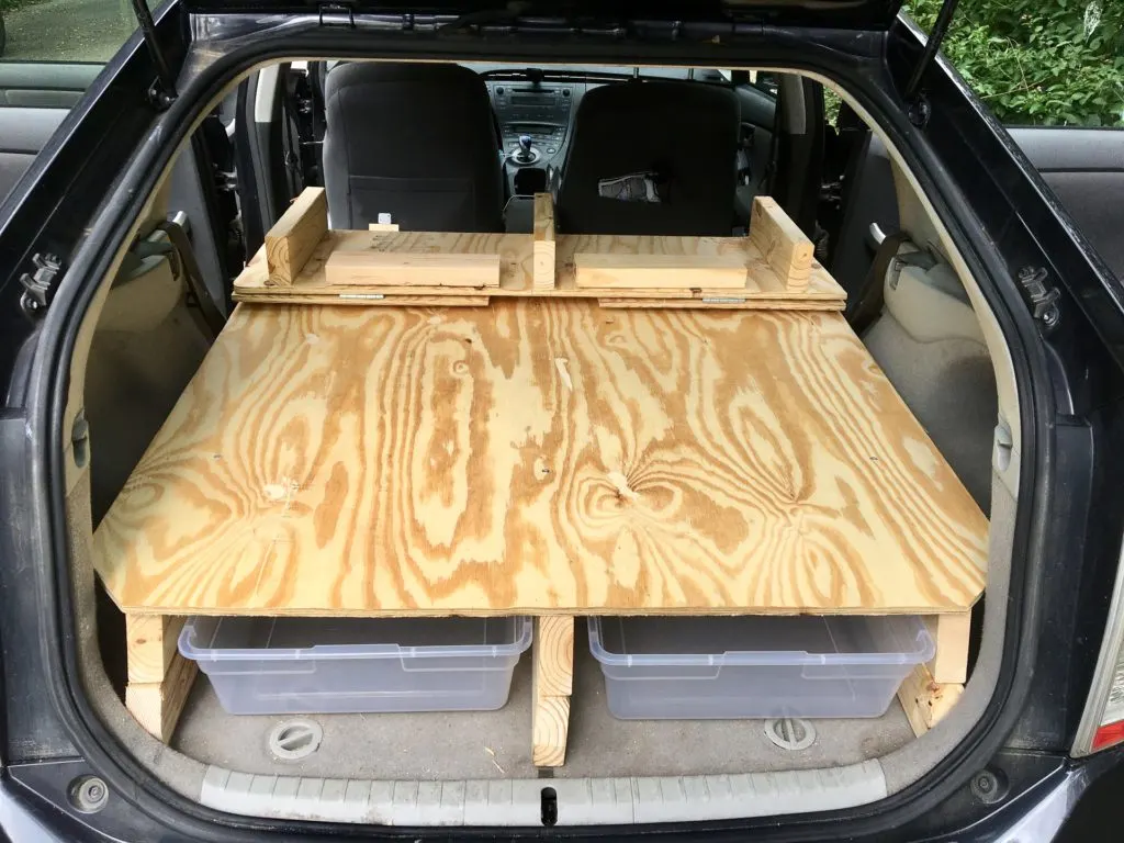 Prius platform folded up for driving