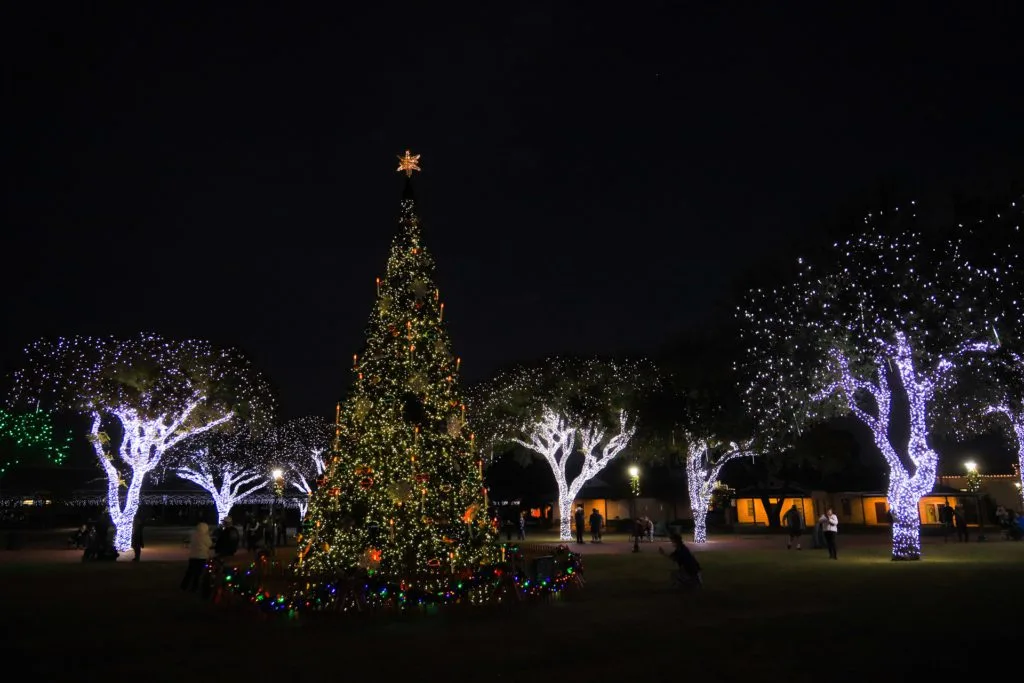 Christmas tree lighting at Marktplatz in downtown Fredericksburg, TX