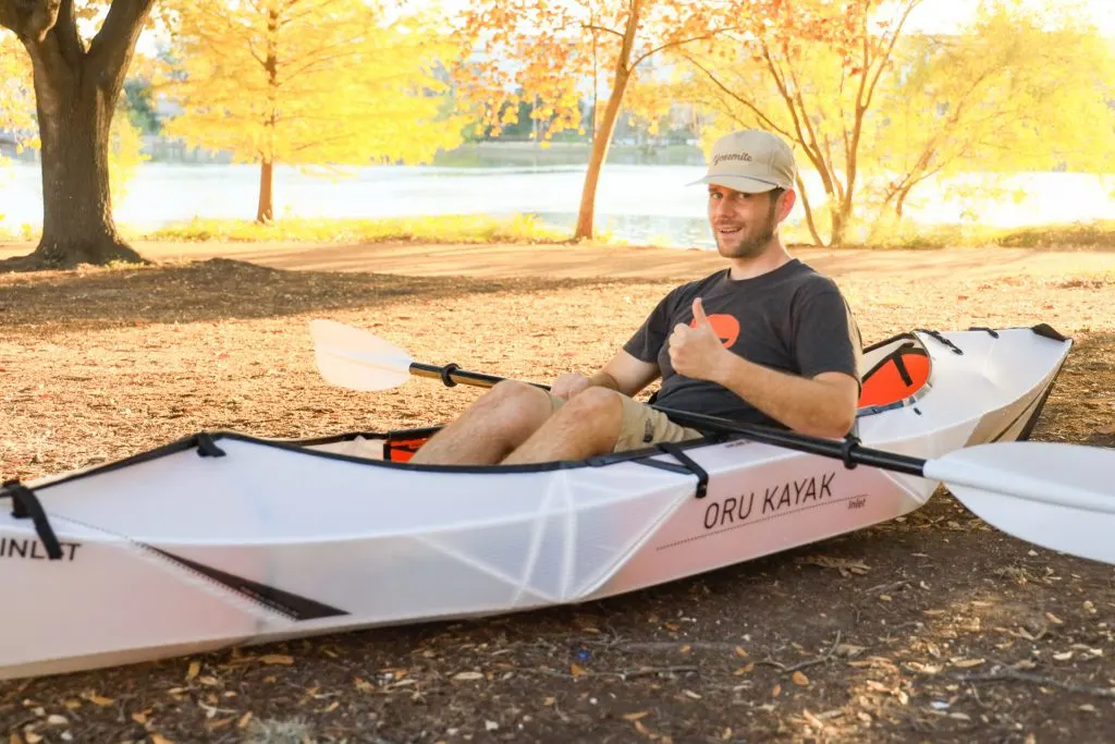 Josh testing out the Oru Inlet.