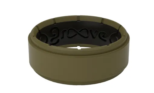 GrooveLife silicone Ring in drab green and black