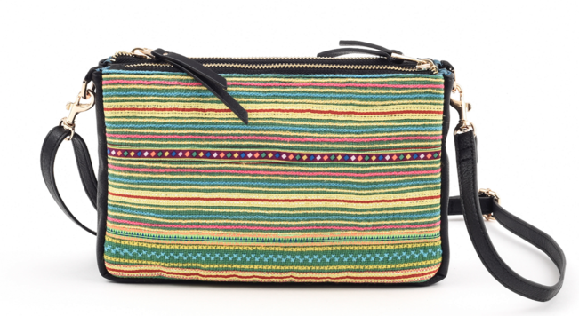 Valentine's Day Gift Ideas for Her: Rafi Nova Crossbody bag with multicolor fabric.