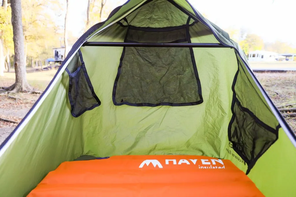 The large pockets in the Haven Tent camping hammock.