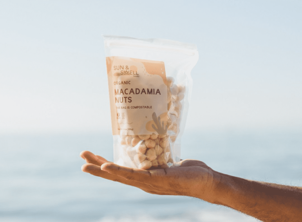 Sustainable Snacks in Compostable Packaging: Sun and Swell Organic Macadamia Nuts