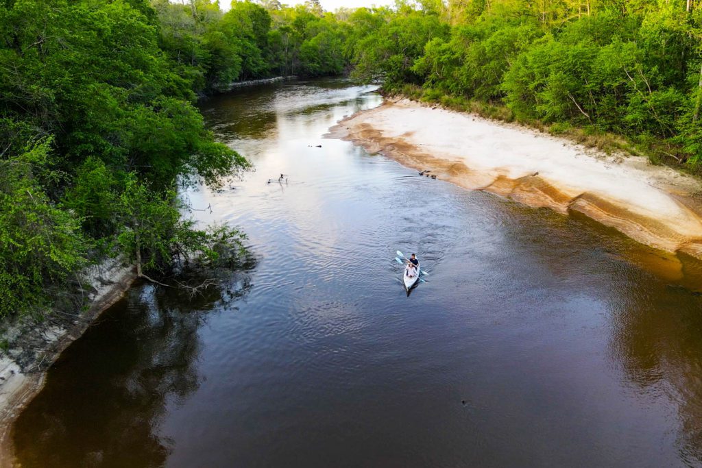 Aerial view of Kayaking on the Village Creek Paddle Trail in Big Thicket.