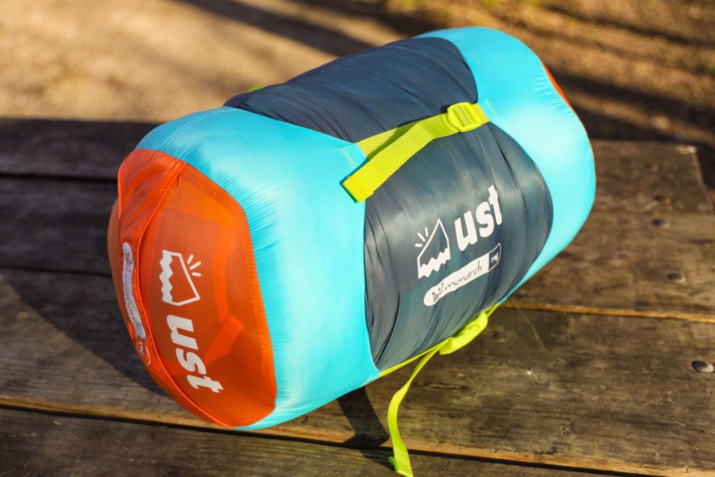 UST Monarch Review: the sleeping bag packed and compressed.