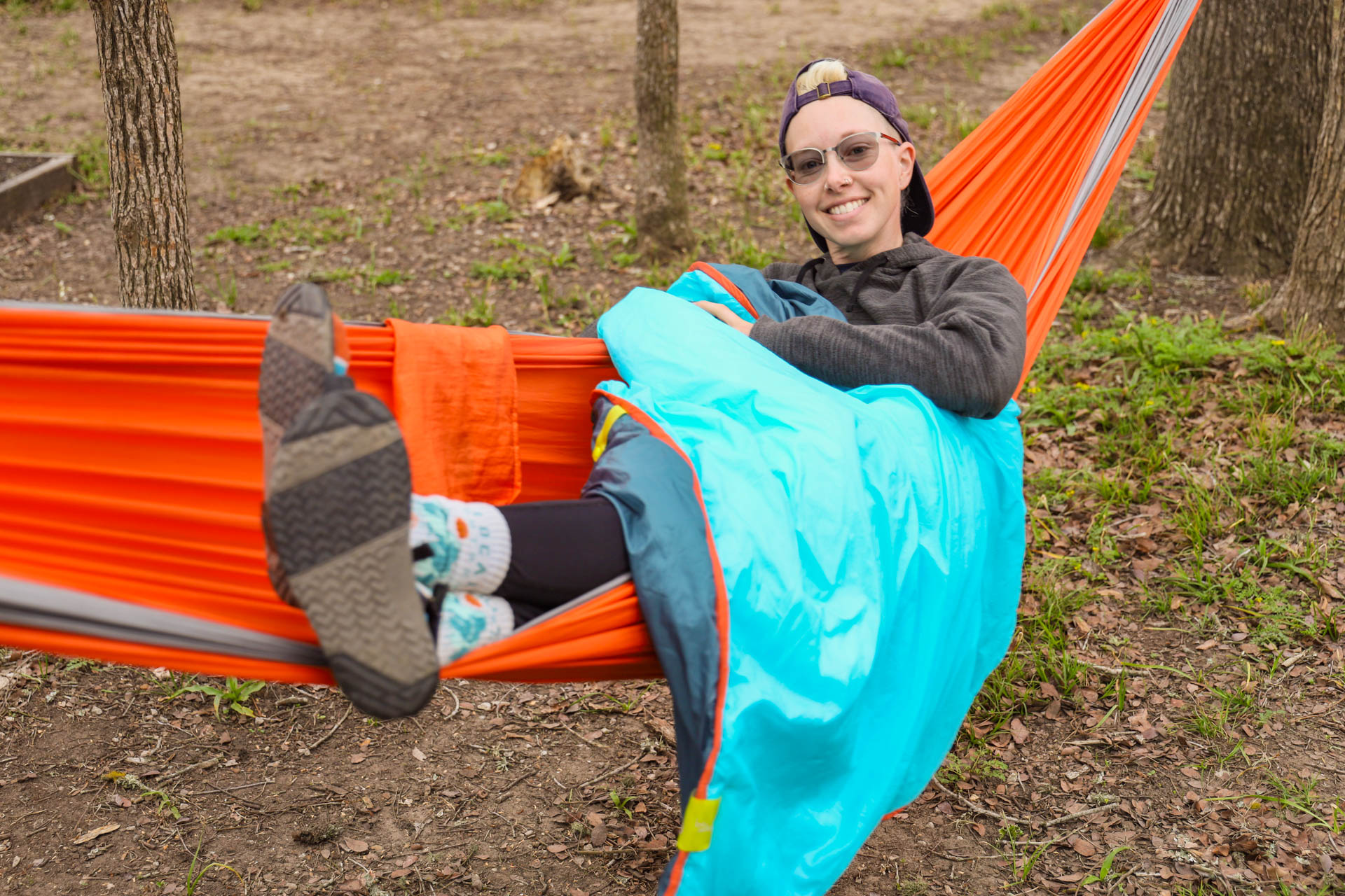 UST Monarch Review: using a detachable wing as a hammock blanket.
