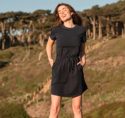 Mother's Day Gift Guide: United By Blue Organic T-Shirt Dress in navy.