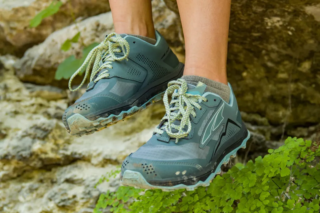 Women's Altra Lone Peak 5 in Balsam Green.