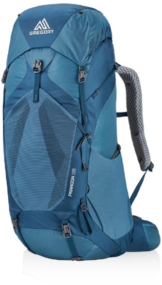 The Gregory Paragon 58 Sustainable backpack in blue.