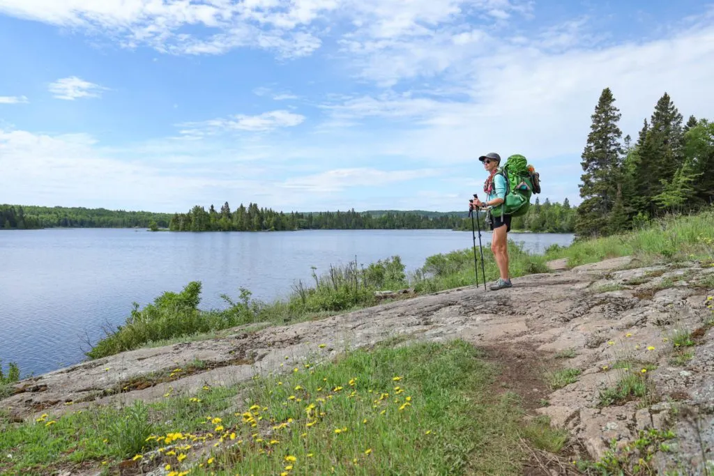 Looking out over the water while backpacking in Isle Royale.