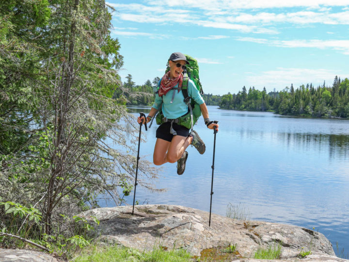 jumping for joy while backpacking