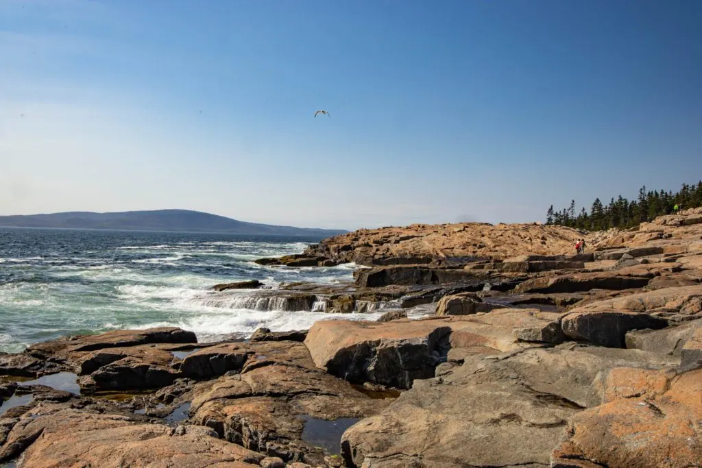 Waves hit the rocky coast on the Schoodic Peninsula.