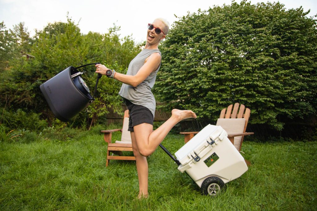 Frolicking with the RovR RollR cooler and the RovR Keeper (perfect for snacks and cocktail ingredients).