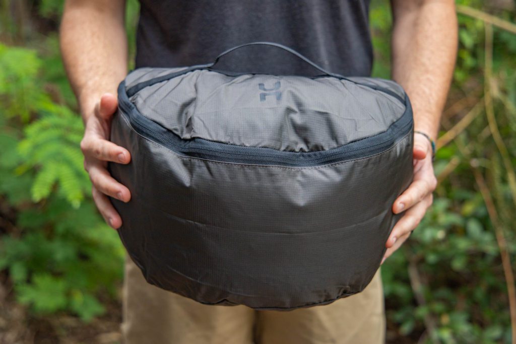 The waterproof Hillsound PackStack in the tall 60L version.