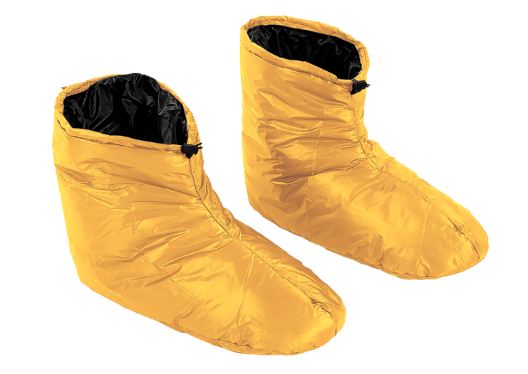outdoorsy gifts gift guide: Enlightened Equipment Synthetic Booties in yellow