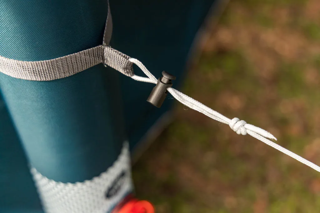 The cinch cords that keep guy lines tidy.