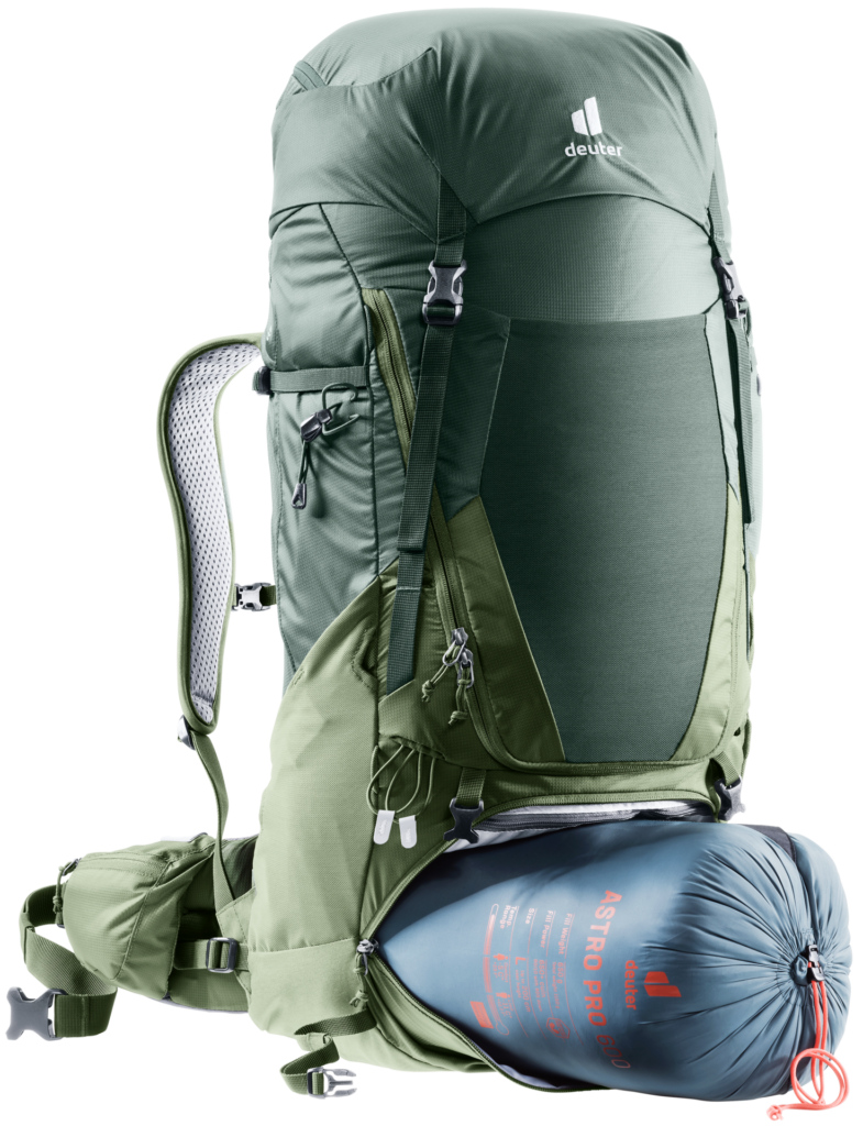 The bottom zippered compartment on the Deuter Futura Air Trek Backpack.
