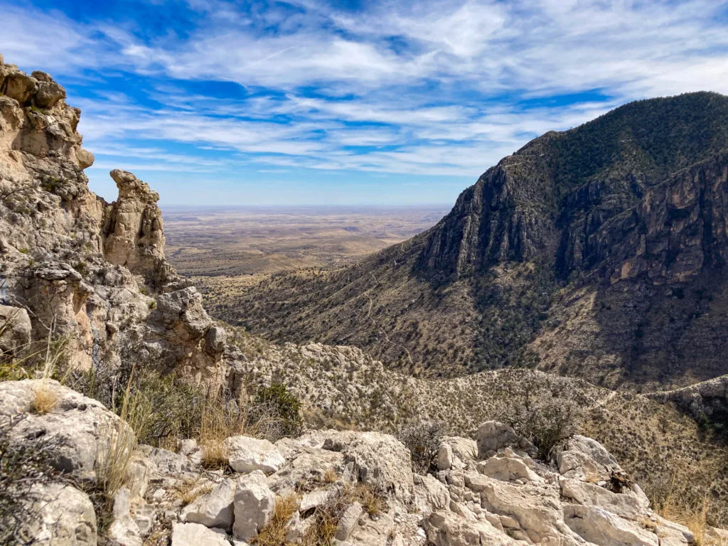 Mountains and valleys in Guadalupe Mountains National Park.
