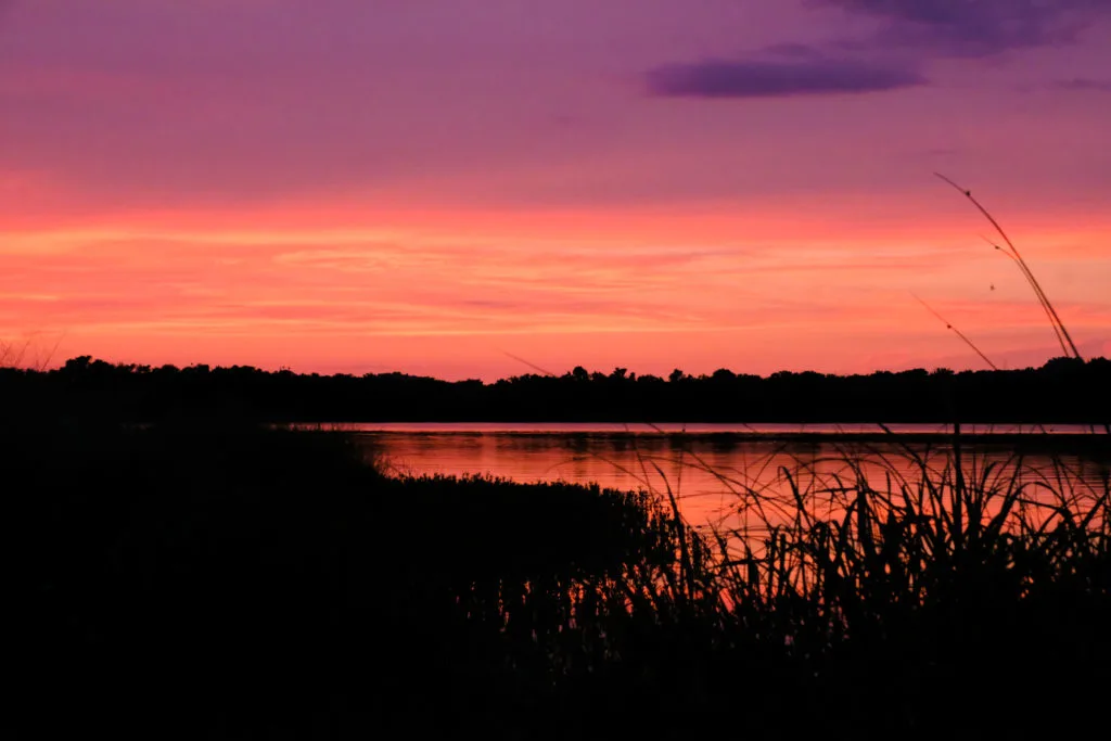 Sunset over Inks Lake State Park.