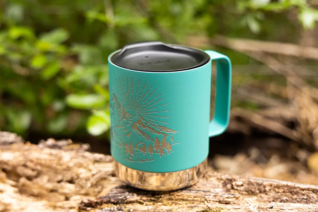 The Klean Kanteen Camp Mug 12oz mug with a handle in the Mountain Porcelain color.