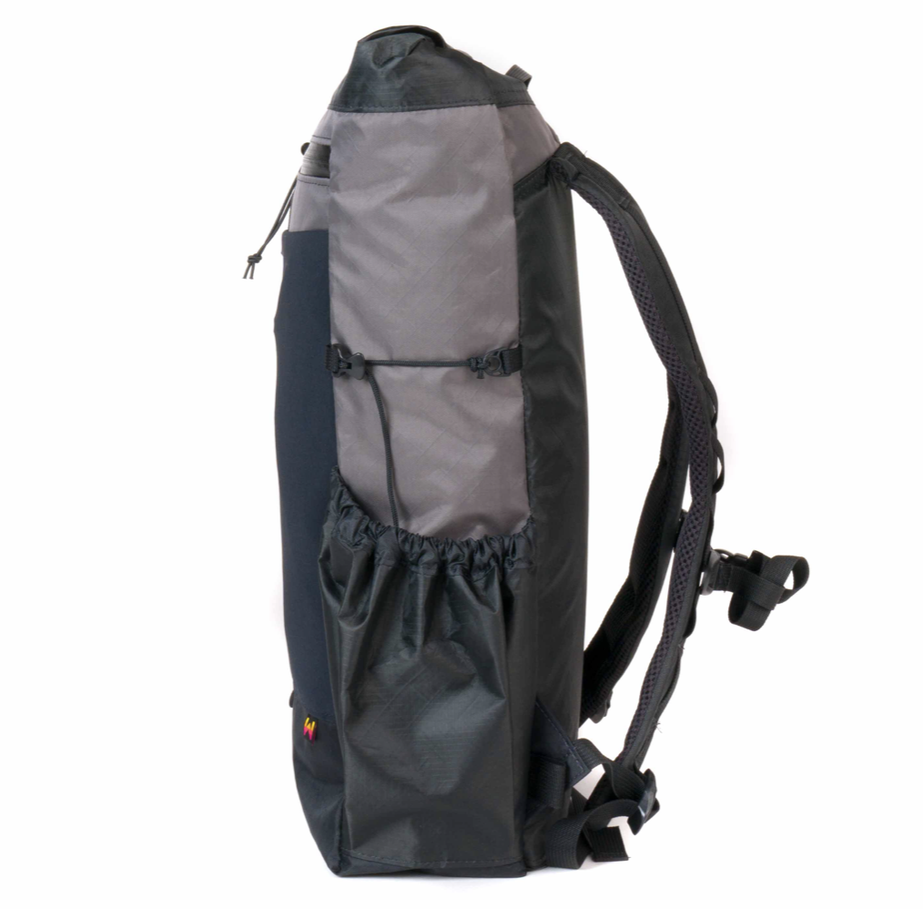 A side view of the Waymark Gear Co. MILE 28 backpack (photo courtesy of Waymark Gear Co.).