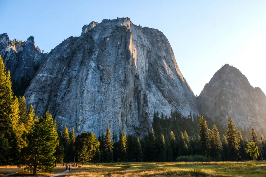 Sunset in Yosemite National Park. National park reservations required to enter the park this summer.