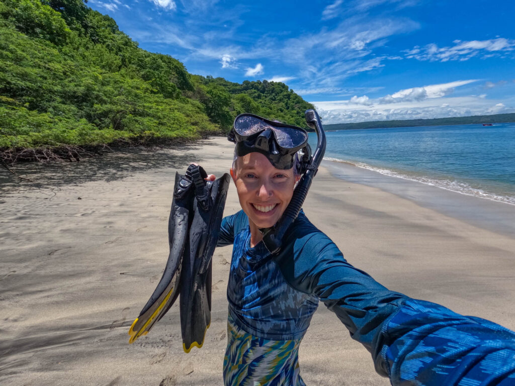 Going snorkeling to investigate the coral reef restoration project on Peninsula Papagayo.