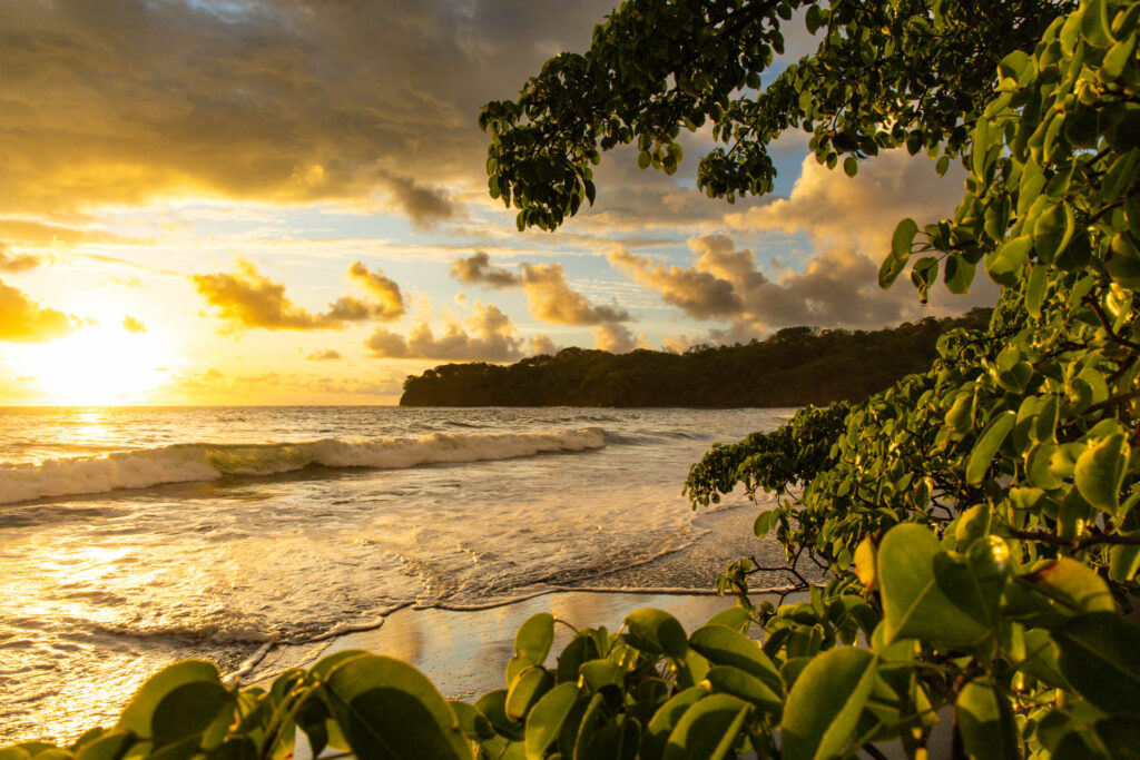 Sunset over the ocean on Peninsula Papagayo, Costa Rica.