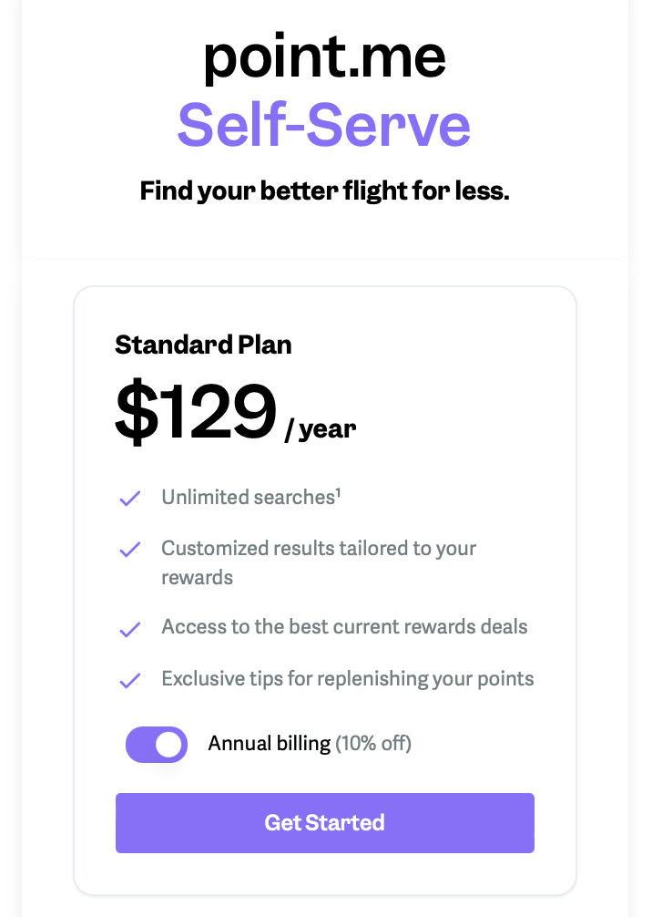 point.me self-serve plan.