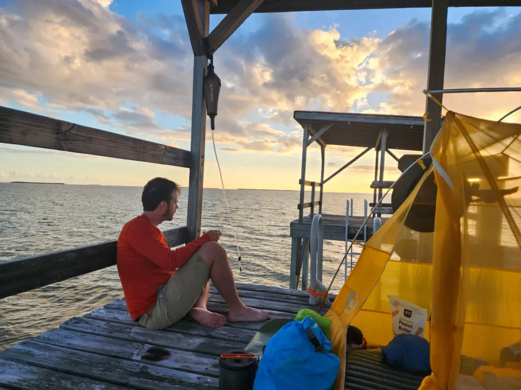 Watching the sunset from a chickee in the Everglades.