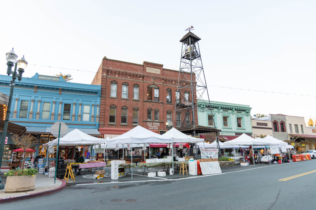The farmers market in downtown Placerville, California