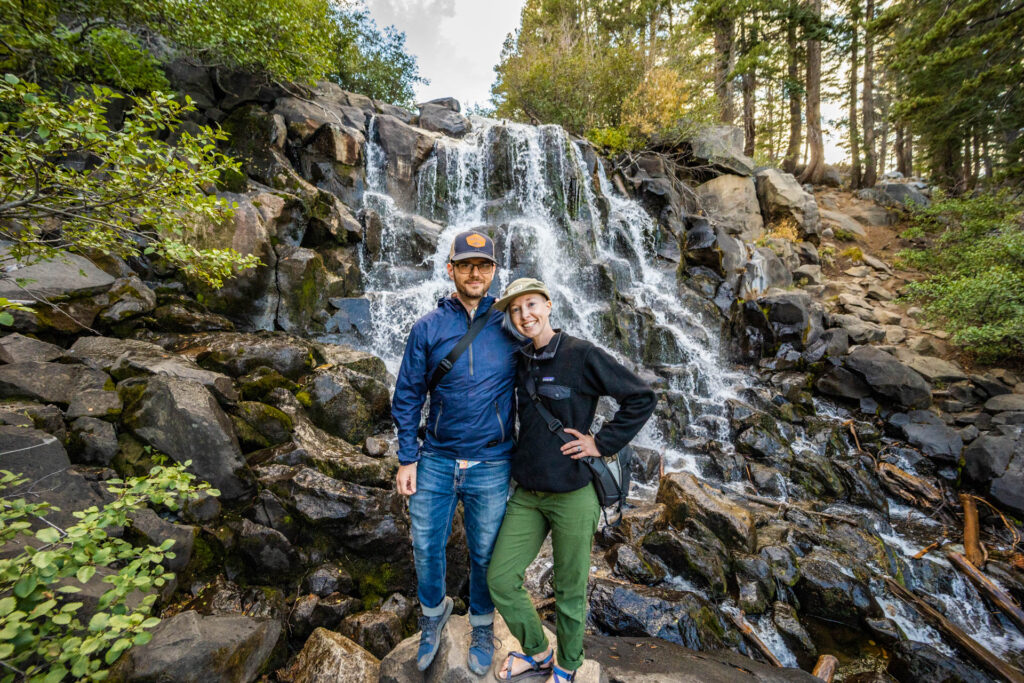 Waterfall spotting in Mammoth Lakes on a California road trip.