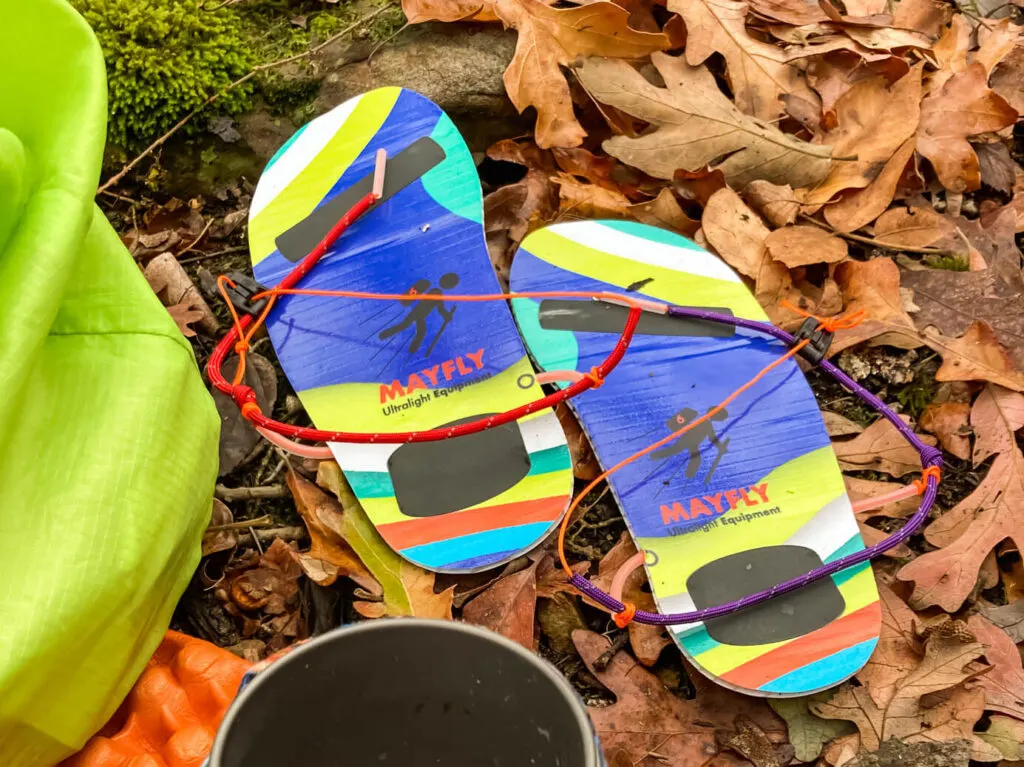Mayfly Equipment ultralight sandals.