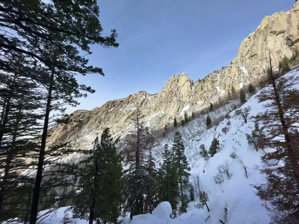 The peaks surrounding the falls on Bell Canyon Trail in SLC.