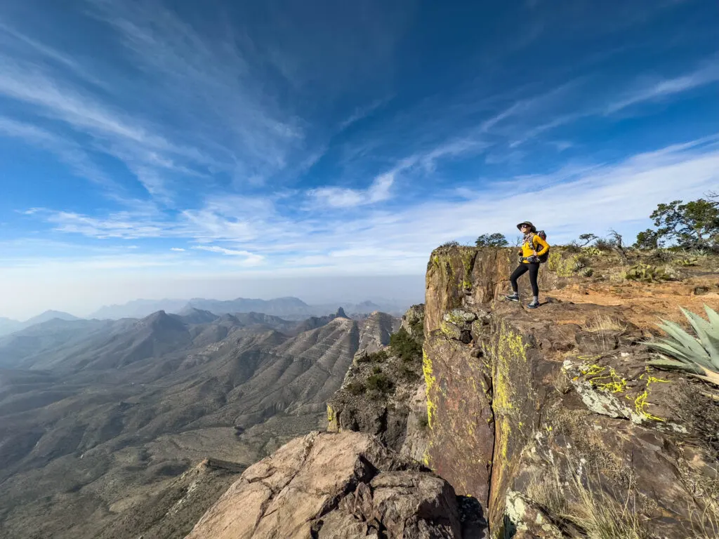 Looking out over the landscape from a cliff at Big Bend National Park.